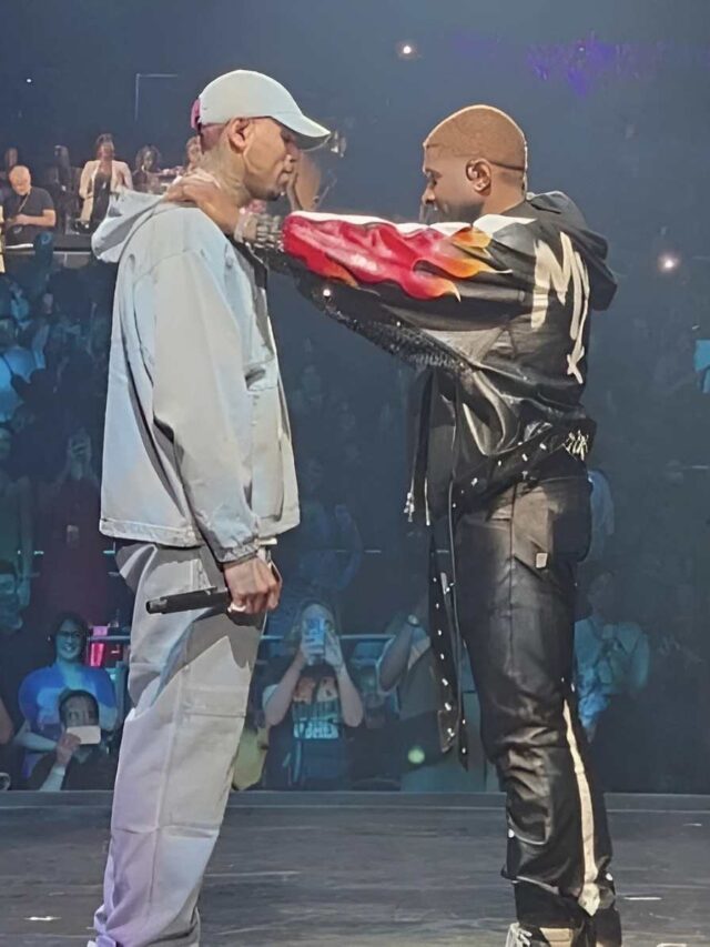 USHER GIVES Chris Brown Flowers at Vegas Concert