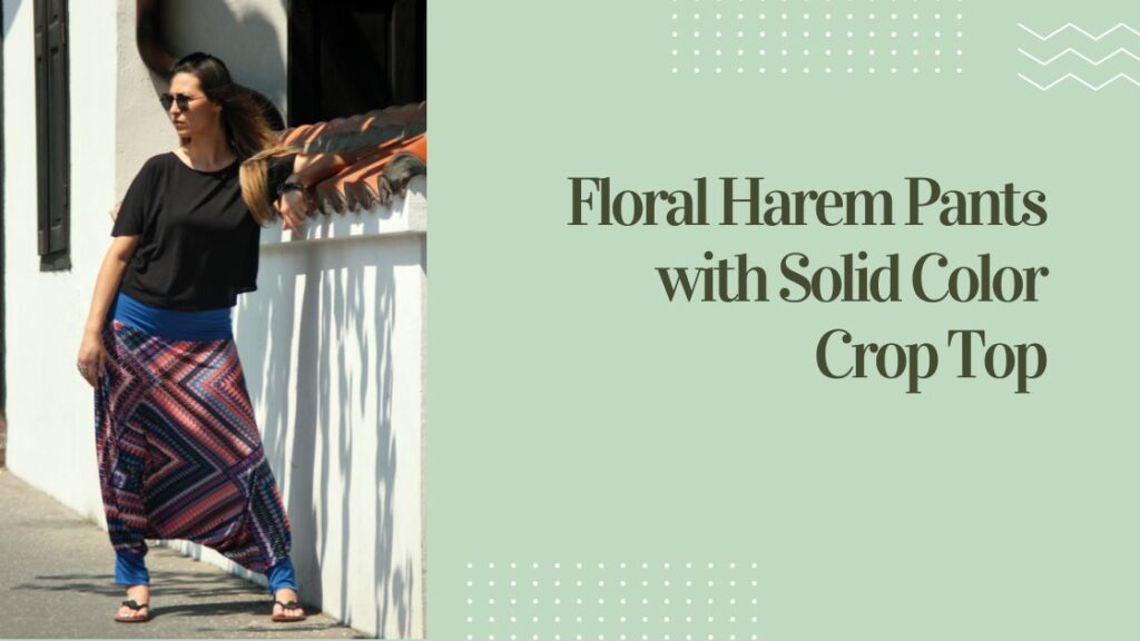 Floral Harem Pants with Solid Color Crop Top