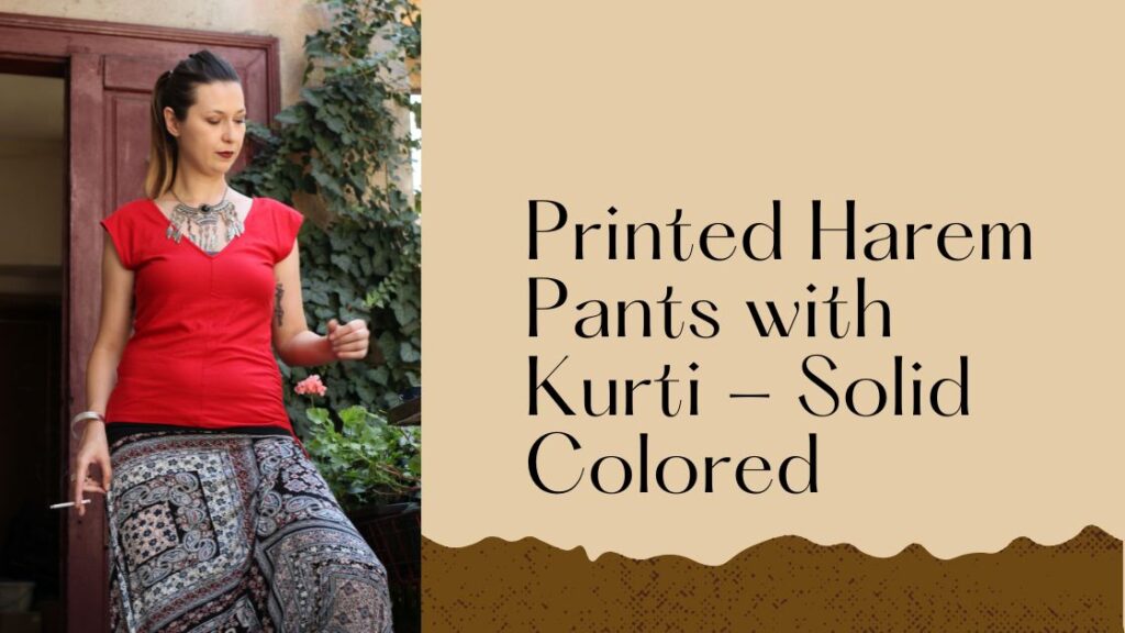 Printed Harem Pants with Kurti - Solid-Colored
