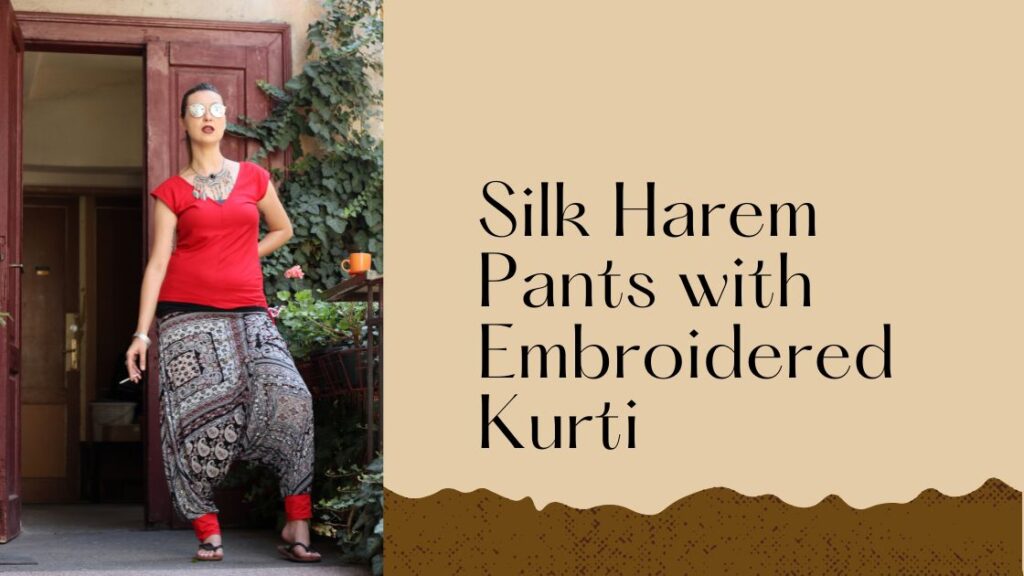 Silk Harem Pants with Embroidered Kurti